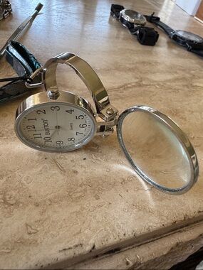 Buxton Silver Pocket Watch-Style Folding magnifier Watch